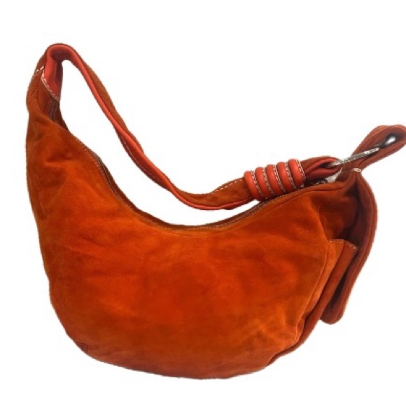 Hogan, Orange Suede Hobo Bag - Picture 1 of 12